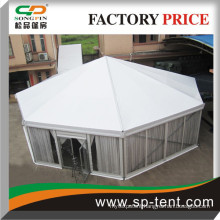 Diagonal 15m Octagon round tents for sale with transparent walls and inner linings